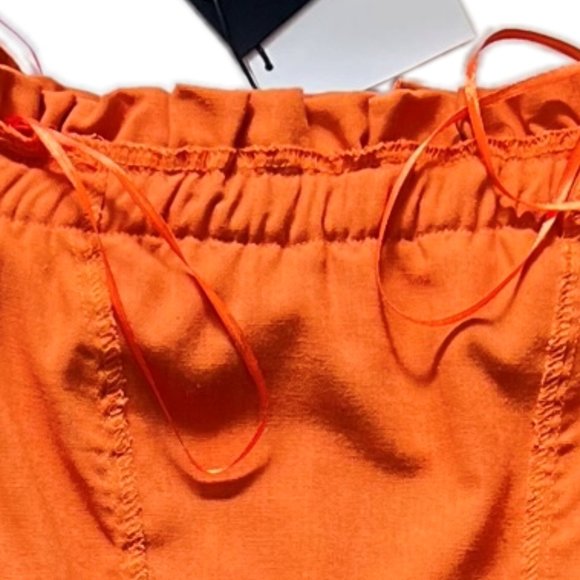 NEW KENDALL + KYLIE Linen Blend Off The Shoulder Ruffle Tangerine Dress, Sz 4-6 - Picture 12 of 15